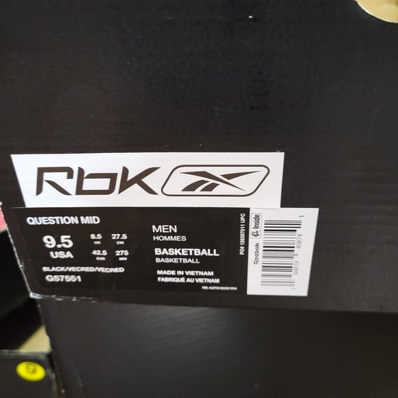 Reebok Question Mid Red Black Street Sleigh G57551 Iverson BRED Christmas Holida - Picture 13 of 13